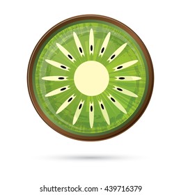 Kiwi Icon Isolated on White. Vector Illustration. Green Kiwi with Shadow