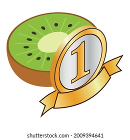 Kiwi icon isometric vector. Fresh sweet and sour ripe juicy exotic fruit. First place icon, number one