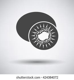 Kiwi icon on gray background with round shadow. Vector illustration. 