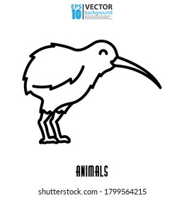 Kiwi icon, outline vector. Animal concept. Eps 10 vector illustration.