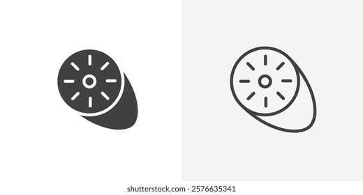 Kiwi icon set in black flat solid and outlined style.