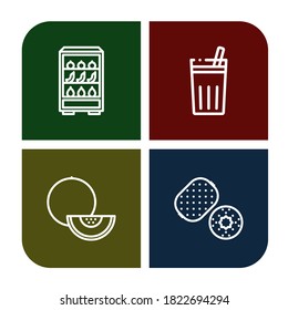 kiwi icon set. Collection of Fruits, Chicha de frutilla, Melon, Kiwi icons