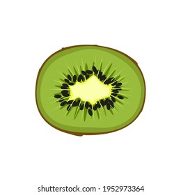 Kiwi icon. A source of vitamin C. Healthy exotic fruit with seeds. Delicious snack or dessert. Vector illustration
