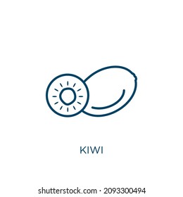 kiwi icon. Thin linear kiwi outline icon isolated on white background. Line vector kiwi sign, symbol for web and mobile