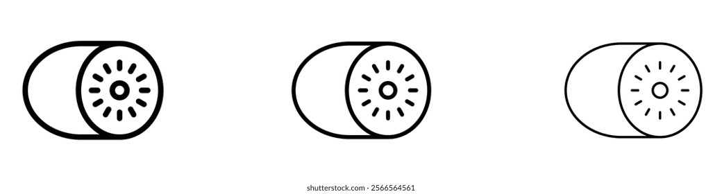 Kiwi icon in tree different line stroke sizes.