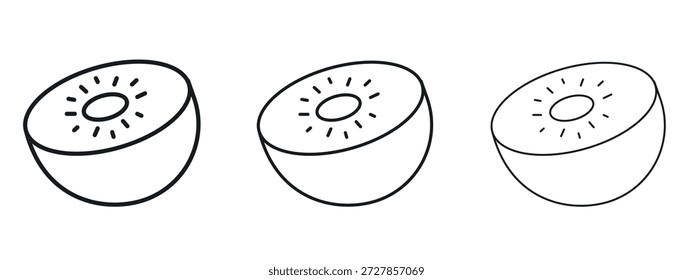 Plantilla de diseño de logotipo de Vector de icono de kiwi. Gráficos de trazo editables.