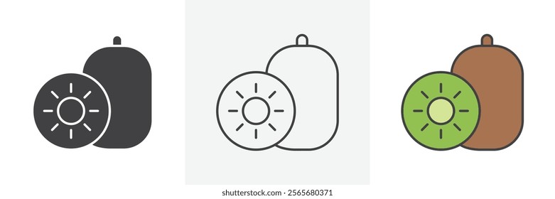 Kiwi icons in black and colored versions