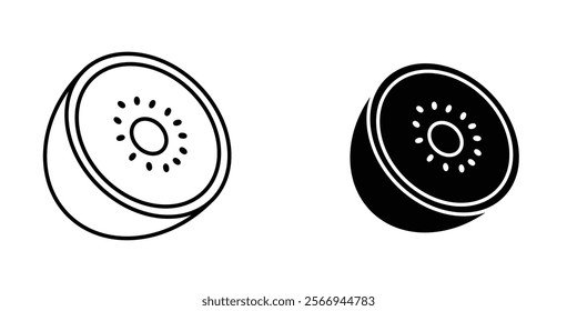 Kiwi icons. black and white vector set.