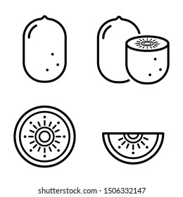 Kiwi icons set. Simple design. Line vector. Isolate on white background.