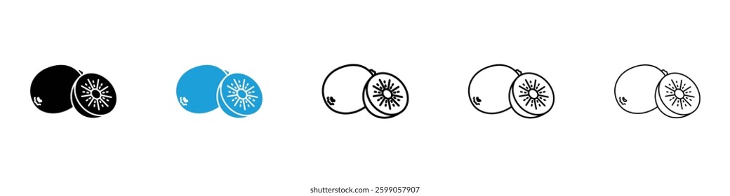 Kiwi icons vector illustrations in black and blue colors for web and ui designs