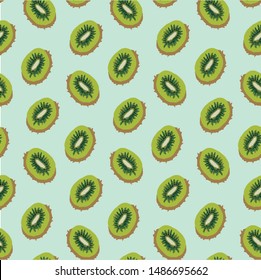 Kiwi illustrated eps file. File includes a repetitive pattern swatch.