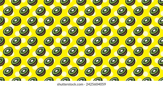 Kiwi illustration background. Seamless pattern. Vector. 