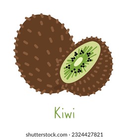 A kiwi isolated hand drawn illustration on a white background. Simple poster and card