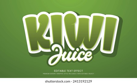 kiwi juice editable 3d text effect template bold typography and abstract style drinks logo and brand