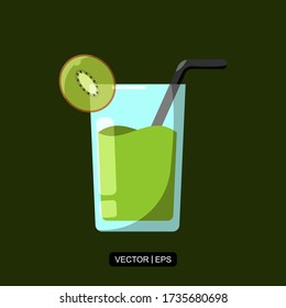 Kiwi Juice flat icon vector illustration logo template for many purpose.