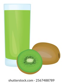 Kiwi juice in glass. vector