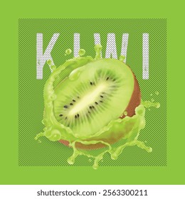 kiwi, kiwi juice, hand drawn vector illustration