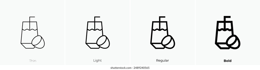 kiwi juice icon. Thin, Light Regular And Bold style design isolated on white background