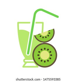 Kiwi juice logo template vector flat illustration icon design