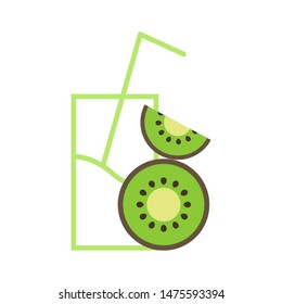 Kiwi juice logo template vector flat illustration icon design