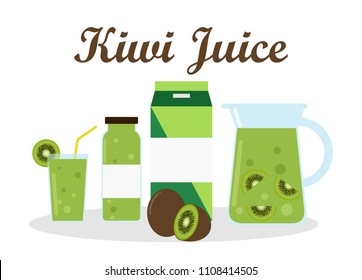 kiwi juice with pack template packaging design - vector illustration 
