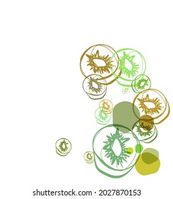 kiwi juicy fruit vector line bright colorful card background