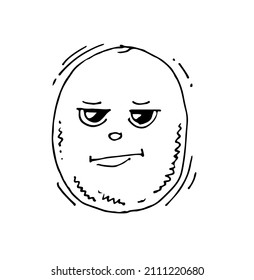 Kiwi laughs. Funny Face. Cheerful drawing of fruit. Hand drawing outline. Sketch Isolated on white background. Vector.