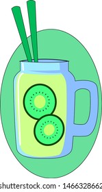 Kiwi lemonade, illustration, vector on white background.