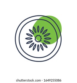 Kiwi line color style icon design, Fruit healthy organic food sweet and nature theme Vector illustration