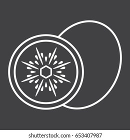 Kiwi line icon, fruit and diet, vector graphics, a linear pattern on a black background, eps 10.
