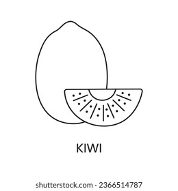 Kiwi line icon in vector, fruit illustration.
