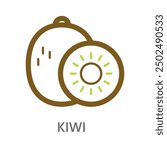 kiwi, kiwi line icon vector illustration. Line vector icon on white background. High quality design element. Editable linear style stroke. Vector icon.