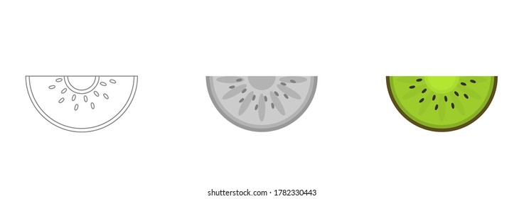 Vector de diseño del logotipo Kiwi. Icono de cierre de corte de fruta de Kiwi aislado en fondo blanco