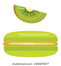 Kiwi macaroon icon cartoon vector. Food dessert. Pastry color