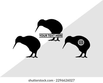 Kiwi Monogram Vector Illustration Silhouette