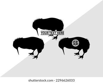 Kiwi Monogram Vector Illustration Silhouette