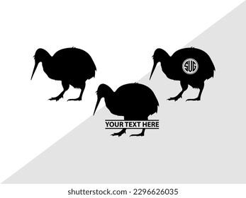 Kiwi Monogram Vector Illustration Silhouette