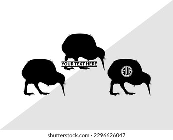 Kiwi Monogram Vector Illustration Silhouette