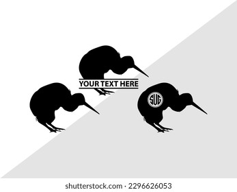 Kiwi Monogram Vector Illustration Silhouette
