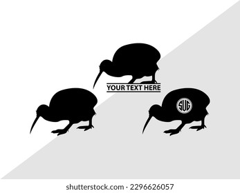 Kiwi Monogram Vector Illustration Silhouette