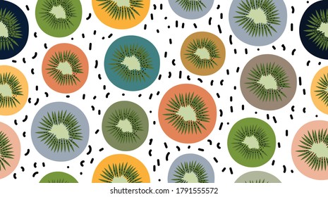 kiwi multi color seamless pattern, vector
