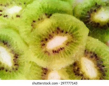 kiwi. oil painting vector illustration