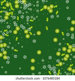 Kiwi on a green background. Cocktail. Fruit background. Summer background with kiwi and ice. Cubes of ice and kiwi.