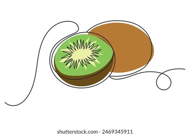 Kiwi en una línea. Línea continua kiwi Ilustración vectorial, icono, logotipo, eps 10.