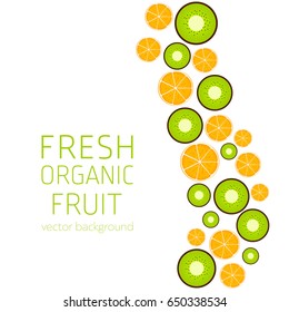 Kiwi, orange, abstract fruit postcard, fresh organic fruit, vector illustration, healthy eating, vector background