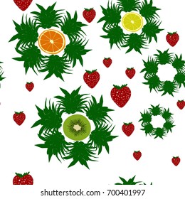 kiwi, orange, lemon and strawberry flowers