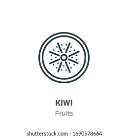 Kiwi outline vector icon. Thin line black kiwi icon, flat vector simple element illustration from editable fruits concept isolated stroke on white background