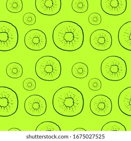 Kiwi pattern, illustration, vector on white background.