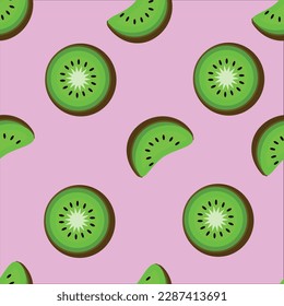 
patrón kiwi en fondo rosa