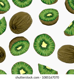 Kiwi pattern, seamless, vector